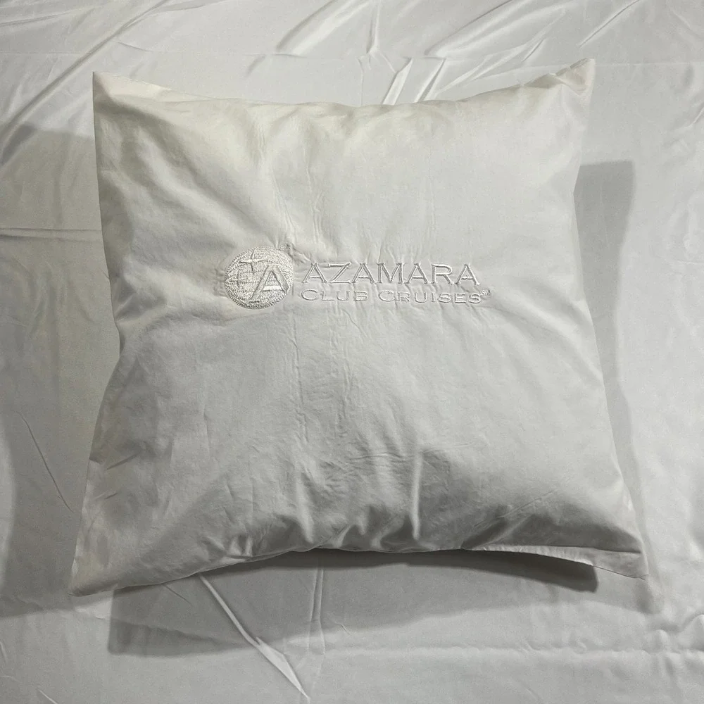 Azamara Club Cruises Throw Pillow White Embroidered Logo Travel Souvenir 14x14